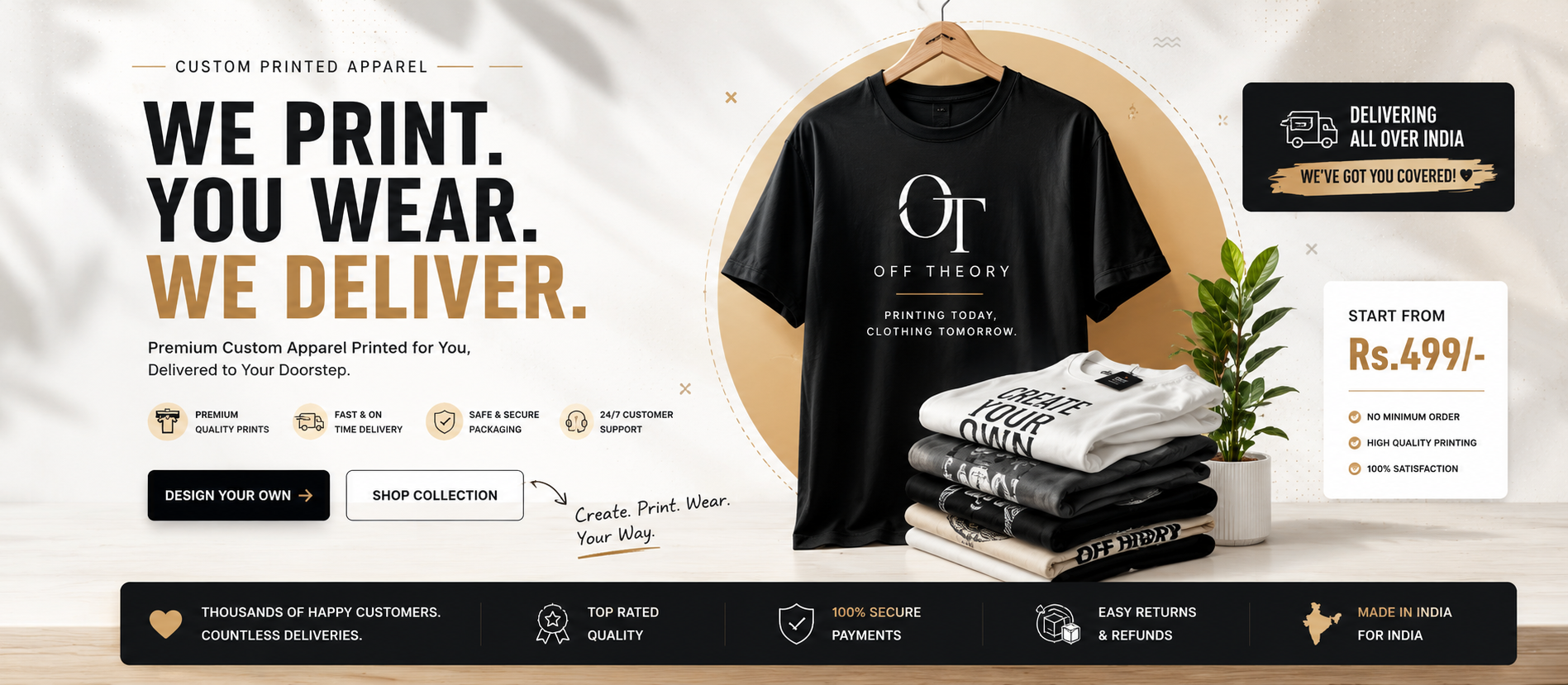 Off Theory custom printed apparel delivery banner